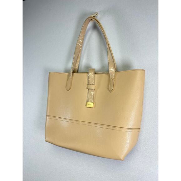 Donna Karan Cashmere Mist DK Logo Tote Bag Cream New - Picture 2 of 9